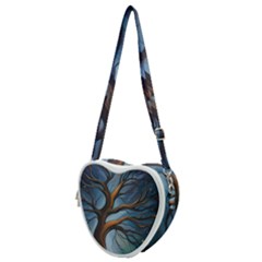 Tree Branches Mystical Moon Expressionist Oil Painting Acrylic Painting Abstract Nature Moonlight Ni Heart Shoulder Bag