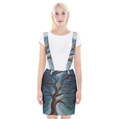 Tree Branches Mystical Moon Expressionist Oil Painting Acrylic Painting Abstract Nature Moonlight Ni Braces Suspender Skirt