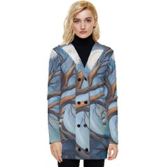 Tree Branches Mystical Moon Expressionist Oil Painting Acrylic Painting Abstract Nature Moonlight Ni Button Up Hooded Coat 