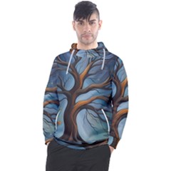 Tree Branches Mystical Moon Expressionist Oil Painting Acrylic Painting Abstract Nature Moonlight Ni Men s Pullover Hoodie by Maspions