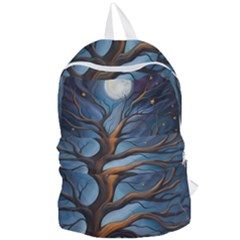 Tree Branches Mystical Moon Expressionist Oil Painting Acrylic Painting Abstract Nature Moonlight Ni Foldable Lightweight Backpack