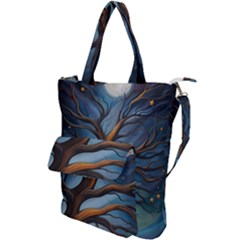 Tree Branches Mystical Moon Expressionist Oil Painting Acrylic Painting Abstract Nature Moonlight Ni Shoulder Tote Bag by Maspions