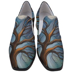 Tree Branches Mystical Moon Expressionist Oil Painting Acrylic Painting Abstract Nature Moonlight Ni Women Slip On Heel Loafers by Maspions