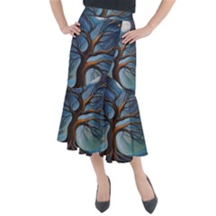 Tree Branches Mystical Moon Expressionist Oil Painting Acrylic Painting Abstract Nature Moonlight Ni Midi Mermaid Skirt