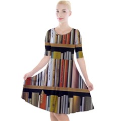 Book Nook Books Bookshelves Comfortable Cozy Literature Library Study Reading Reader Reading Nook Ro Quarter Sleeve A-line Dress by Maspions