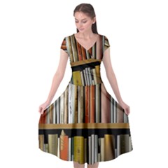 Book Nook Books Bookshelves Comfortable Cozy Literature Library Study Reading Reader Reading Nook Ro Cap Sleeve Wrap Front Dress