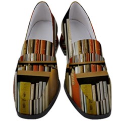 Book Nook Books Bookshelves Comfortable Cozy Literature Library Study Reading Reader Reading Nook Ro Women s Chunky Heel Loafers by Maspions