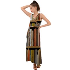 Book Nook Books Bookshelves Comfortable Cozy Literature Library Study Reading Reader Reading Nook Ro V-neck Chiffon Maxi Dress