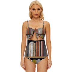 Book Nook Books Bookshelves Comfortable Cozy Literature Library Study Reading Reader Reading Nook Ro Knot Front One-piece Swimsuit