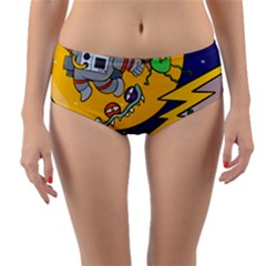 Astronaut Moon Monsters Spaceship Universe Space Cosmos Reversible Mid-waist Bikini Bottoms by Maspions