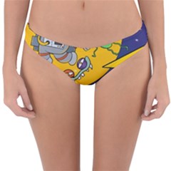 Astronaut Moon Monsters Spaceship Universe Space Cosmos Reversible Hipster Bikini Bottoms by Maspions