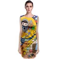 Astronaut Moon Monsters Spaceship Universe Space Cosmos Classic Sleeveless Midi Dress