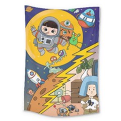 Astronaut Moon Monsters Spaceship Universe Space Cosmos Large Tapestry