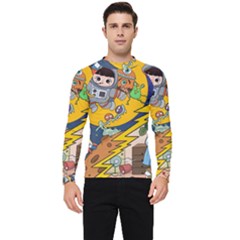 Astronaut Moon Monsters Spaceship Universe Space Cosmos Men s Long Sleeve Rash Guard by Maspions