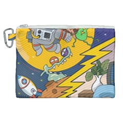 Astronaut Moon Monsters Spaceship Universe Space Cosmos Canvas Cosmetic Bag (xl)