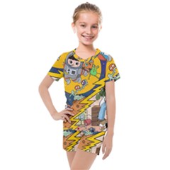 Astronaut Moon Monsters Spaceship Universe Space Cosmos Kids  Mesh T-shirt And Shorts Set