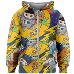 Astronaut Moon Monsters Spaceship Universe Space Cosmos Kids  Zipper Hoodie Without Drawstring