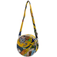 Astronaut Moon Monsters Spaceship Universe Space Cosmos Crossbody Circle Bag by Maspions