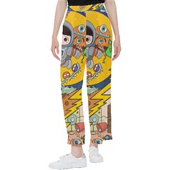 Astronaut Moon Monsters Spaceship Universe Space Cosmos Women s Pants 