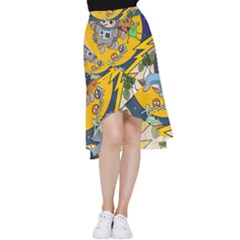 Astronaut Moon Monsters Spaceship Universe Space Cosmos Frill Hi Low Chiffon Skirt