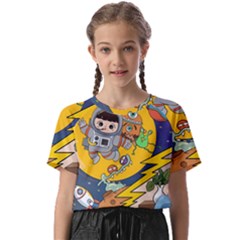 Astronaut Moon Monsters Spaceship Universe Space Cosmos Kids  Basic T-shirt by Maspions