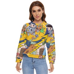 Astronaut Moon Monsters Spaceship Universe Space Cosmos Women s Long Sleeve Raglan T-shirt