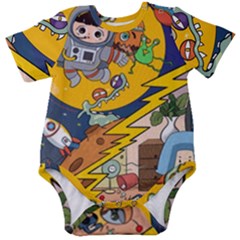 Astronaut Moon Monsters Spaceship Universe Space Cosmos Baby Short Sleeve Bodysuit