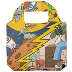 Astronaut Moon Monsters Spaceship Universe Space Cosmos Foldable Grocery Recycle Bag