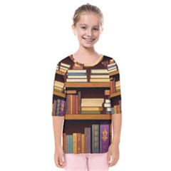 Book Nook Books Bookshelves Comfortable Cozy Literature Library Study Reading Room Fiction Entertain Kids  Quarter Sleeve Raglan T-shirt