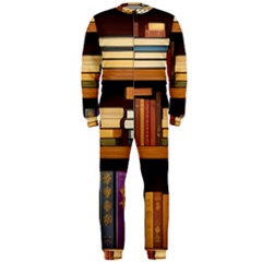 Book Nook Books Bookshelves Comfortable Cozy Literature Library Study Reading Room Fiction Entertain Onepiece Jumpsuit (men) by Maspions