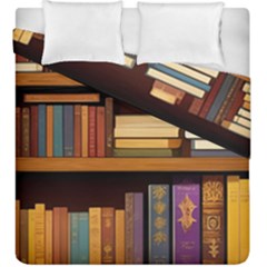 Book Nook Books Bookshelves Comfortable Cozy Literature Library Study Reading Room Fiction Entertain Duvet Cover Double Side (king Size)