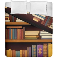 Book Nook Books Bookshelves Comfortable Cozy Literature Library Study Reading Room Fiction Entertain Duvet Cover Double Side (california King Size) by Maspions