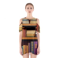 Book Nook Books Bookshelves Comfortable Cozy Literature Library Study Reading Room Fiction Entertain Shoulder Cutout One Piece Dress