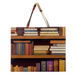 Book Nook Books Bookshelves Comfortable Cozy Literature Library Study Reading Room Fiction Entertain Zipper Large Tote Bag by Maspions