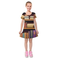 Book Nook Books Bookshelves Comfortable Cozy Literature Library Study Reading Room Fiction Entertain Kids  Short Sleeve Velvet Dress