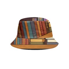 Book Nook Books Bookshelves Comfortable Cozy Literature Library Study Reading Room Fiction Entertain Bucket Hat (kids) by Maspions