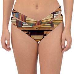 Book Nook Books Bookshelves Comfortable Cozy Literature Library Study Reading Room Fiction Entertain Double Strap Halter Bikini Bottoms