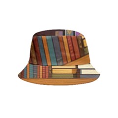 Book Nook Books Bookshelves Comfortable Cozy Literature Library Study Reading Room Fiction Entertain Inside Out Bucket Hat (kids) by Maspions