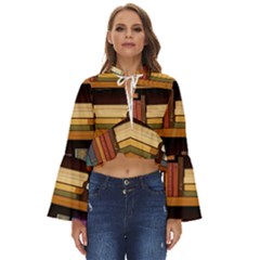 Book Nook Books Bookshelves Comfortable Cozy Literature Library Study Reading Room Fiction Entertain Boho Long Bell Sleeve Top