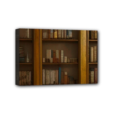 Books Book Shelf Shelves Knowledge Book Cover Gothic Old Ornate Library Mini Canvas 6  X 4  (stretched)