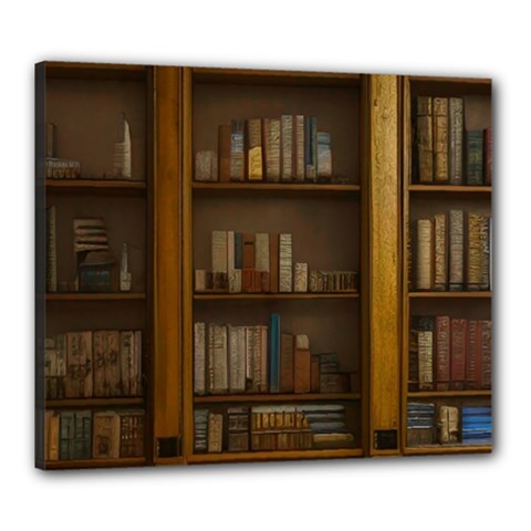 Books Book Shelf Shelves Knowledge Book Cover Gothic Old Ornate Library Canvas 24  X 20  (stretched) by Maspions