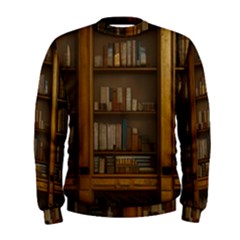 Books Book Shelf Shelves Knowledge Book Cover Gothic Old Ornate Library Men s Sweatshirt