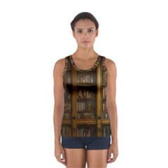 Books Book Shelf Shelves Knowledge Book Cover Gothic Old Ornate Library Sport Tank Top  by Maspions