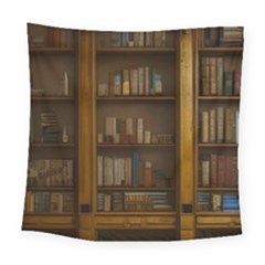 Books Book Shelf Shelves Knowledge Book Cover Gothic Old Ornate Library Square Tapestry (large)