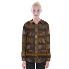 Books Book Shelf Shelves Knowledge Book Cover Gothic Old Ornate Library Womens Long Sleeve Shirt