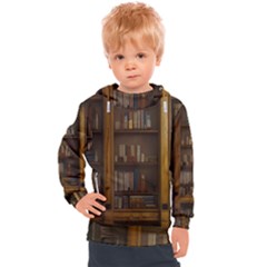 Books Book Shelf Shelves Knowledge Book Cover Gothic Old Ornate Library Kids  Hooded Pullover by Maspions