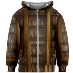 Books Book Shelf Shelves Knowledge Book Cover Gothic Old Ornate Library Kids  Zipper Hoodie Without Drawstring by Maspions