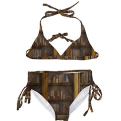 Books Book Shelf Shelves Knowledge Book Cover Gothic Old Ornate Library Kids  Classic Bikini Set