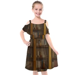 Books Book Shelf Shelves Knowledge Book Cover Gothic Old Ornate Library Kids  Cut Out Shoulders Chiffon Dress