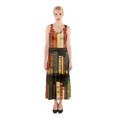 Books Bookshelves Library Fantasy Apothecary Book Nook Literature Study Sleeveless Maxi Dress by Grandong